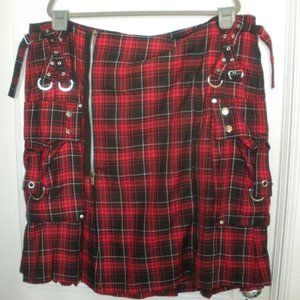 Tripp Red Plaid Men's Kilt Utility Punk Pleated